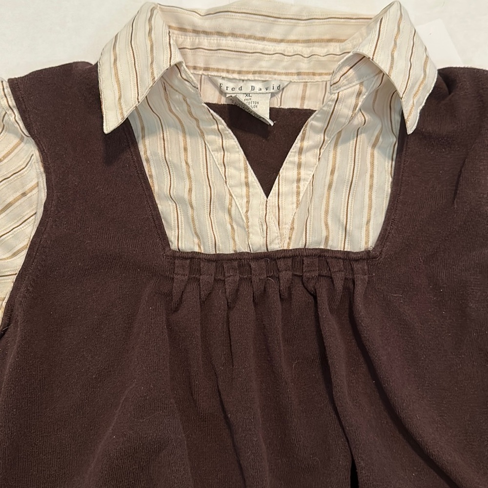 Brown and striped sweater top